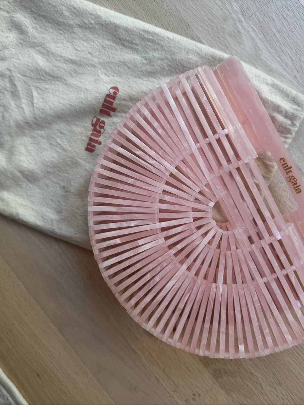 cult gaia blush acrylic ark clutch